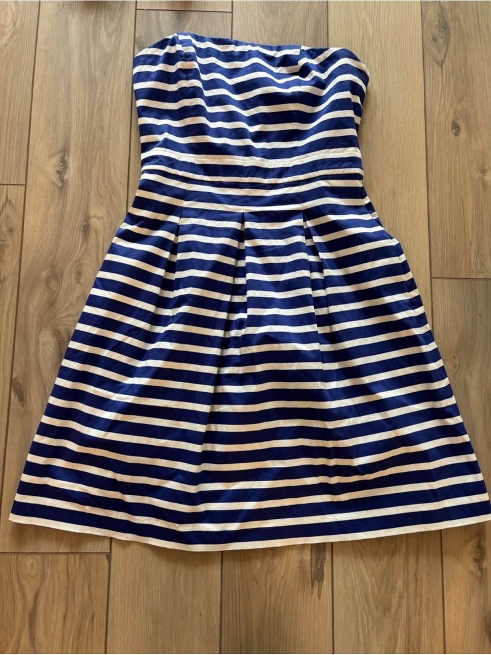 GAP Blue and White Strapless Stripe Dress